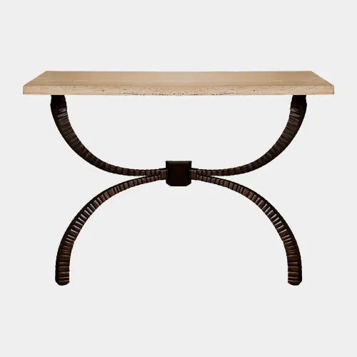 Teton Console-Bronze w/Travertine Top