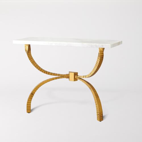 Teton Console-Gold w/White Marble Top