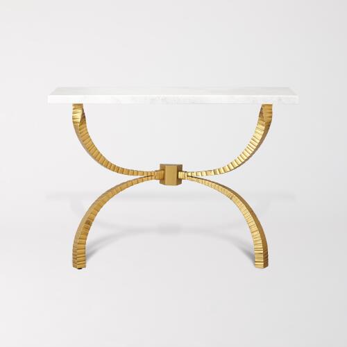 Teton Console-Gold w/White Marble Top