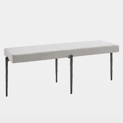 Laforge Bench-Natural Iron w/Muslin Cushion
