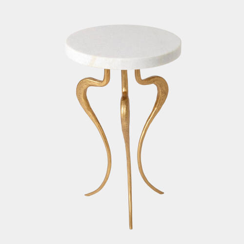 Silhouette Accent Table-Antique Gold/White