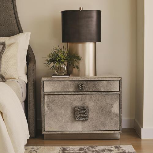 Metro Nightstand-Gray Hair-on-Hide