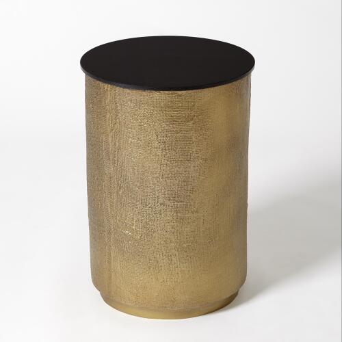 Hemp Etched Barrel Table-Antique Brass