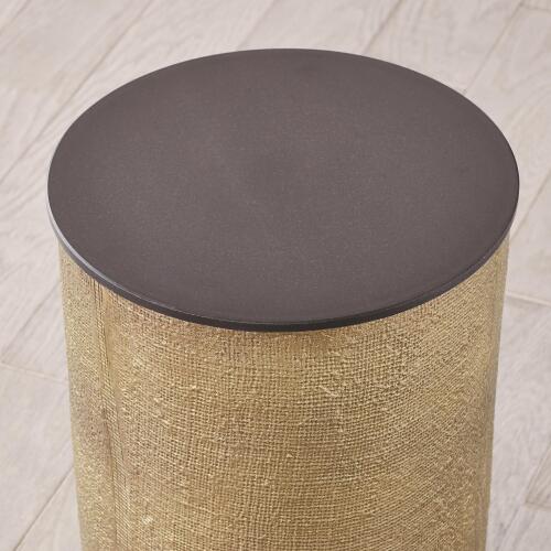 Hemp Etched Barrel Table-Antique Brass
