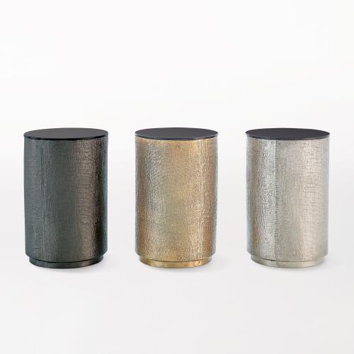 Hemp Etched Barrel Table-Antique Nickel