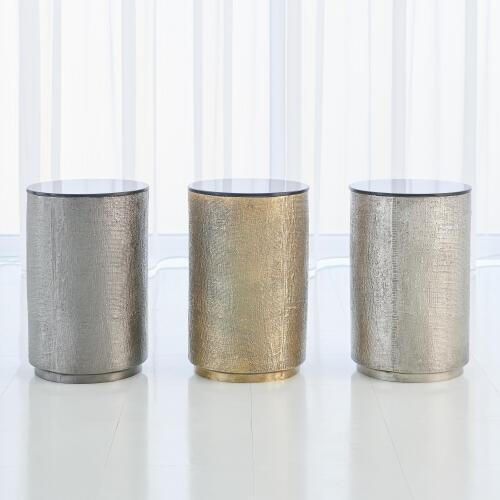 Hemp Etched Barrel Table-Antique Nickel