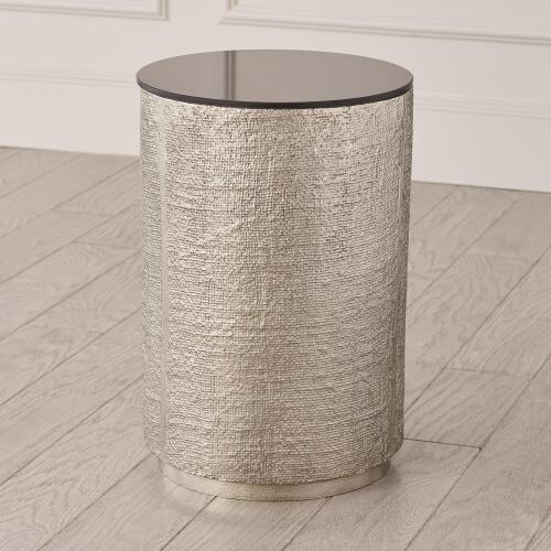 Hemp Etched Barrel Table-Antique Nickel