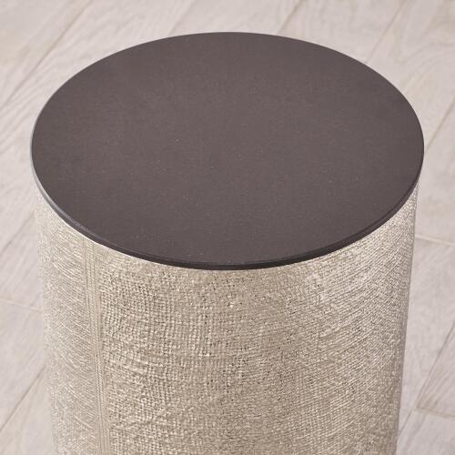 Hemp Etched Barrel Table-Antique Nickel
