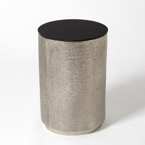 Hemp Etched Barrel Table-Antique Nickel