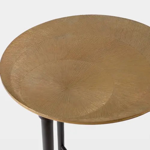 Elassal Circle Etched Accent Table-Brass