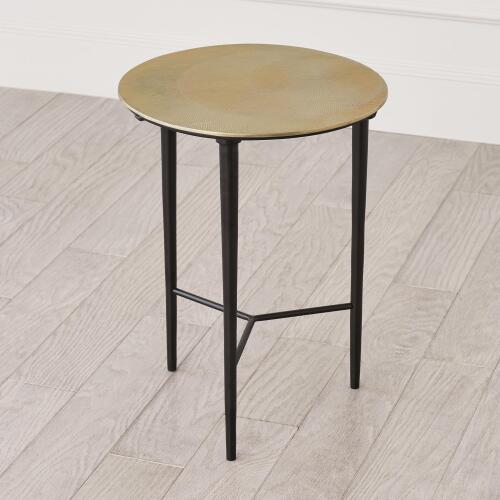 Circle Etched Accent Table-Antique Brass