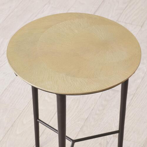 Circle Etched Accent Table-Antique Brass