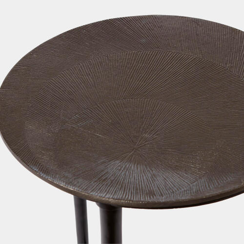 Elassal Circle Etched Accent Table-Black Nickel