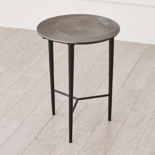 Circle Etched Accent Table-Black Nickel