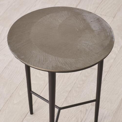 Circle Etched Accent Table-Black Nickel