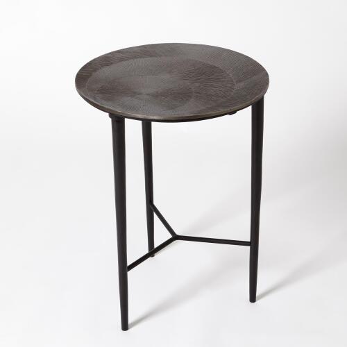 Circle Etched Accent Table-Black Nickel
