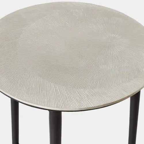 Elassal Circle Etched Accent Table-Nickel