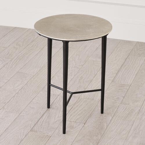Circle Etched Accent Table-Antique Nickel