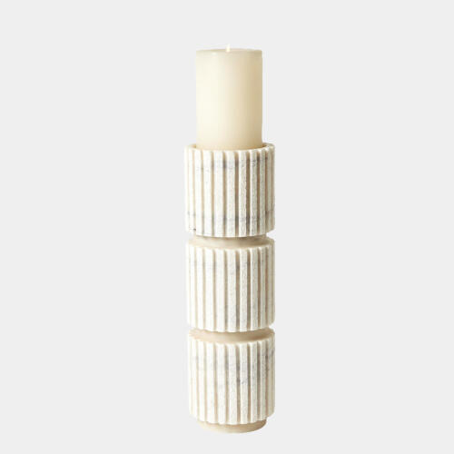 Canale Channel Pillar Holder-White Marble