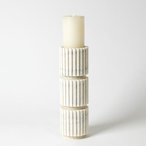 Channel Pillar Holder-White Marble