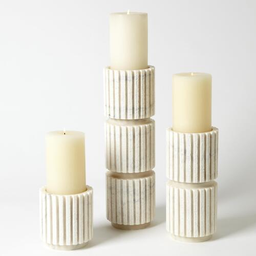 Channel Pillar Holder-White Marble