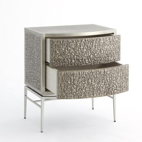 Crinkle Bedside Chest-Nickel/Antique Nickel
