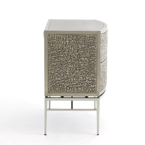 Crinkle Bedside Chest-Nickel/Antique Nickel
