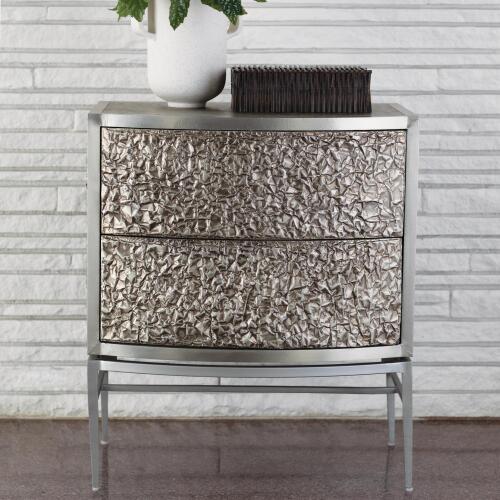 Crinkle Bedside Chest-Nickel/Antique Nickel