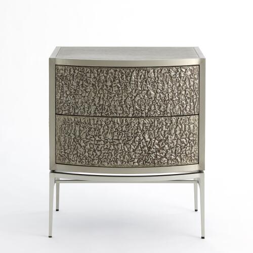 Crinkle Bedside Chest-Nickel/Antique Nickel