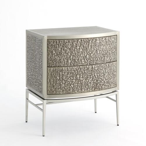 Crinkle Bedside Chest-Nickel/Antique Nickel