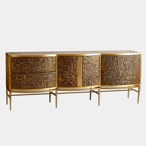 Crinkle Long Cabinet-Brass/Bronze
