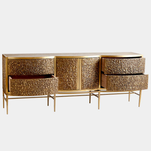 Crinkle Long Cabinet-Brass/Bronze