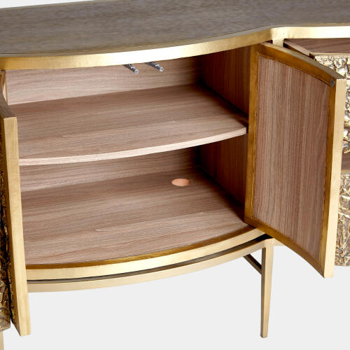 Crinkle Long Cabinet-Brass/Bronze