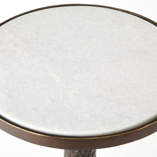 Hammered Martini Table-Bronze w/White Marble