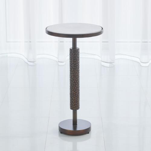 Hammered Martini Table-Bronze w/White Marble