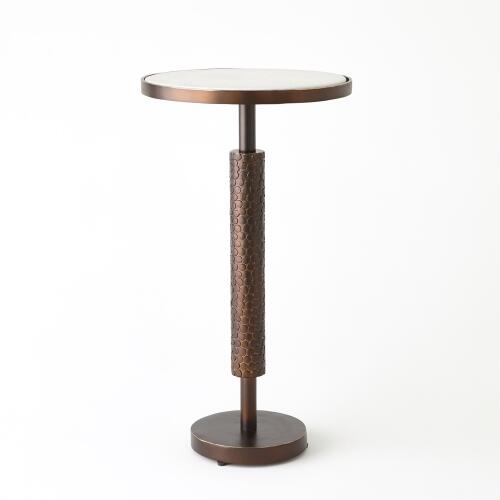 Hammered Martini Table-Bronze w/White Marble