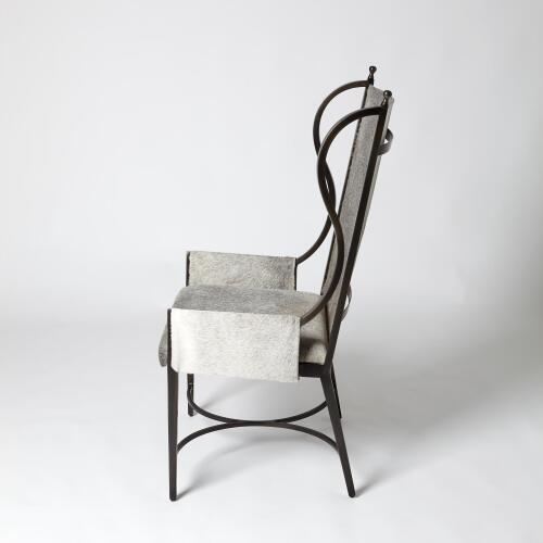 Iron Wing Chair w/Gray Hair-on-Hide