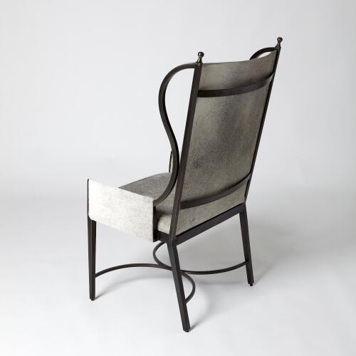 Iron Wing Chair w/Gray Hair-on-Hide