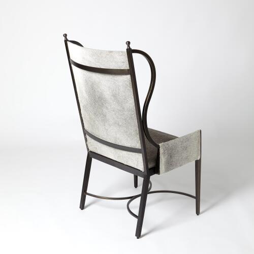 Iron Wing Chair w/Gray Hair-on-Hide