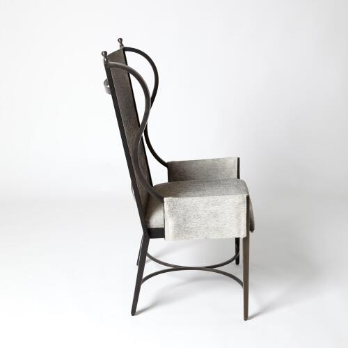 Iron Wing Chair w/Gray Hair-on-Hide
