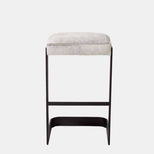 Regan Barstool w/Gray Hair-on-Hide-Graphite