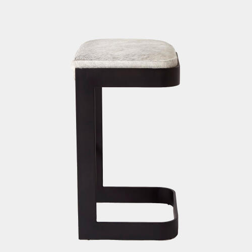 Regan Barstool w/Gray Hair-on-Hide-Graphite
