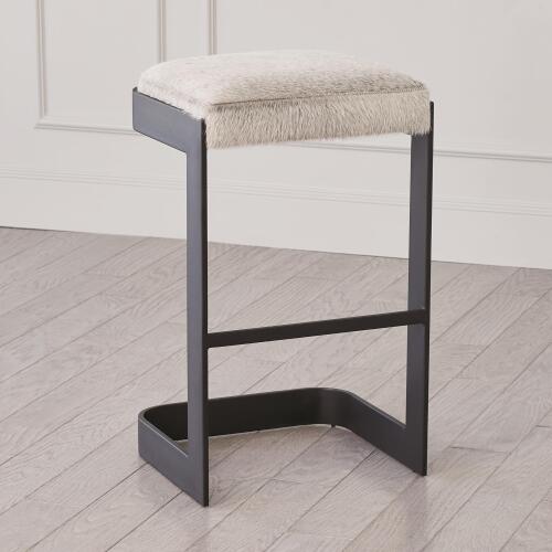 Regan Barstool w/Grey Hair-on-Hide-Graphite