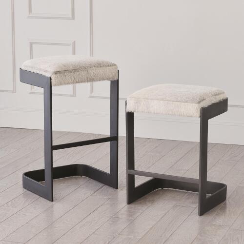 Regan Barstool w/Gray Hair-on-Hide-Graphite