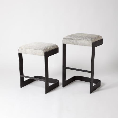 Regan Barstool w/Grey Hair-on-Hide-Graphite