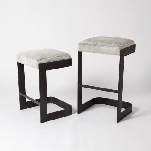 Regan Barstool w/Grey Hair-on-Hide-Graphite