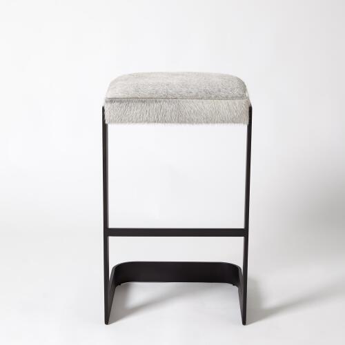Regan Barstool w/Grey Hair-on-Hide-Graphite