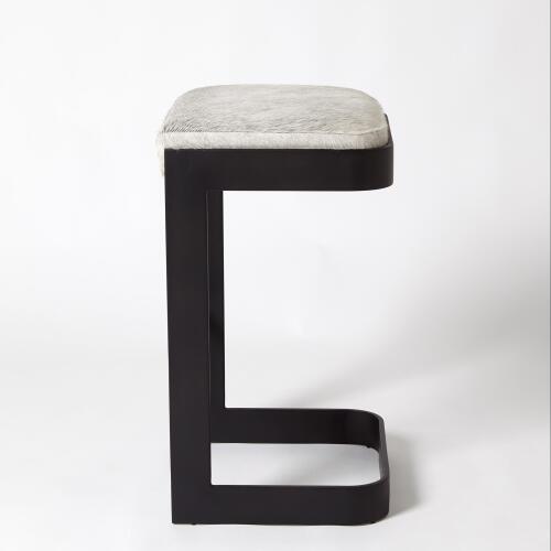 Regan Barstool w/Grey Hair-on-Hide-Graphite