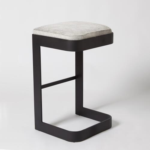 Regan Barstool w/Grey Hair-on-Hide-Graphite