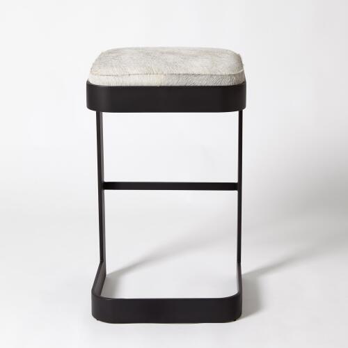 Regan Barstool w/Grey Hair-on-Hide-Graphite